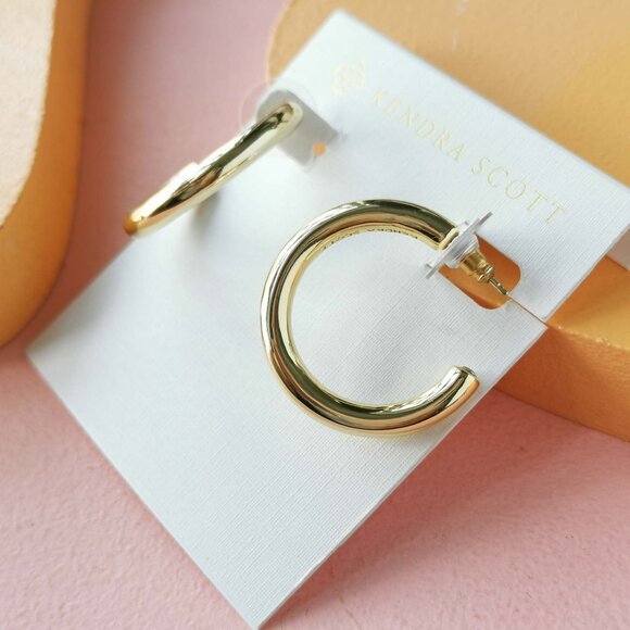 Kendra Scott - Colette Gold Hoop Earrings - NEW - Picture 2 of 3